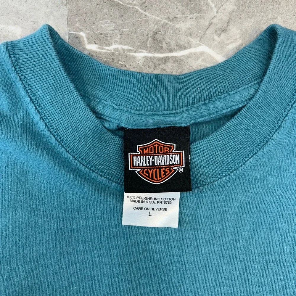 Vintage Harley Davidson Graphic Tee Mens Large Short Sleeve Florida Blue Shirt